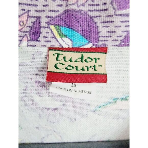 Tudor Court 3X Lavender Jacket Floral Mandarin Collar Plus‎ Size Pockets Cotton - Picture 6 of 6